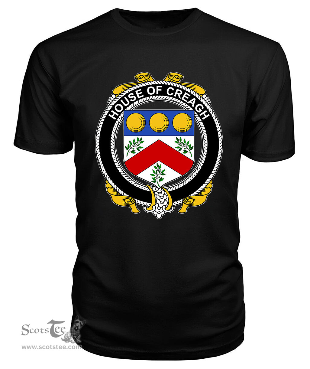 ScotsTee CREAGH Coat Of Arms Family Crest House Of Ireland T Shirt