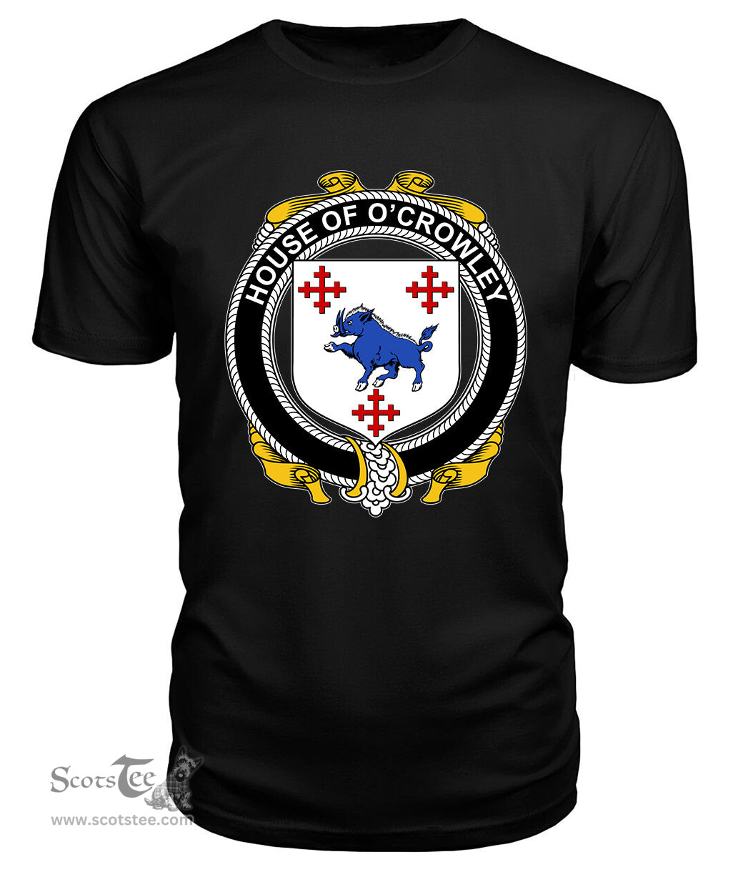 ScotsTee O'CROWLEY Coat Of Arms Family Crest House Of Ireland T Shirt