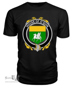 ScotsTee O'QUIN (Annaly) Coat Of Arms Family Crest House Of Ireland T Shirt