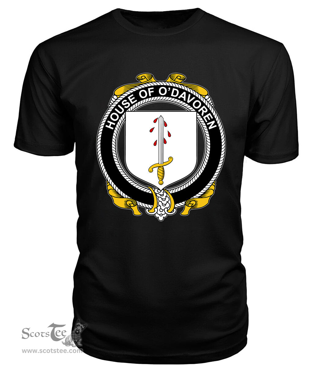 ScotsTee O'DAVOREN Coat Of Arms Family Crest House Of Ireland T Shirt