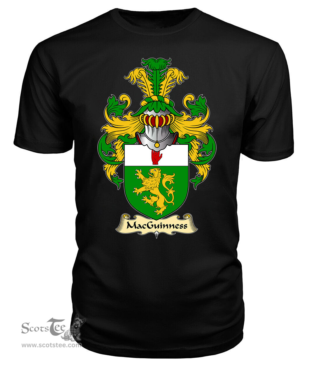 ScotsTee MacGuinness or MacGinnis Coat Of Arms Family Crest Ireland V23 T Shirt
