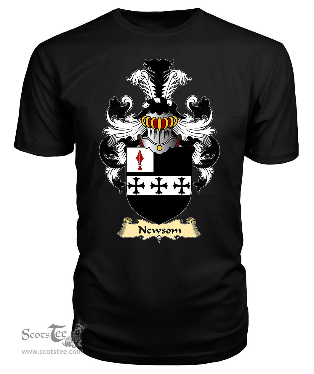 ScotsTee Newsam or Newsom Coat Of Arms Family Crest Ireland V23 T Shirt
