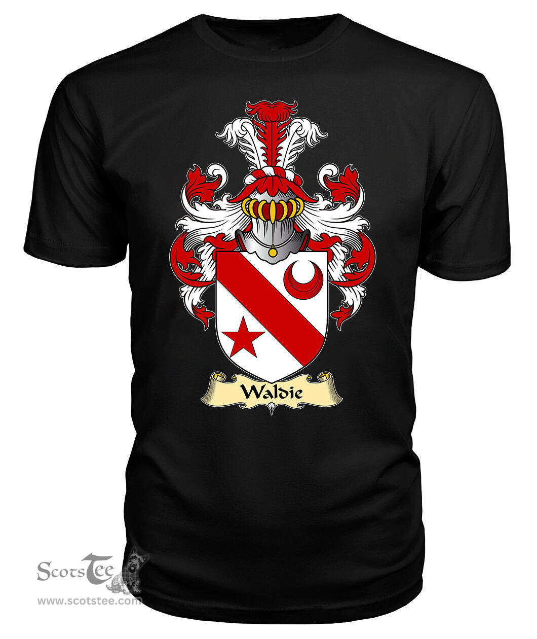 ScotsTee Waddy or Waldie Coat Of Arms Family Crest Ireland V23 T Shirt