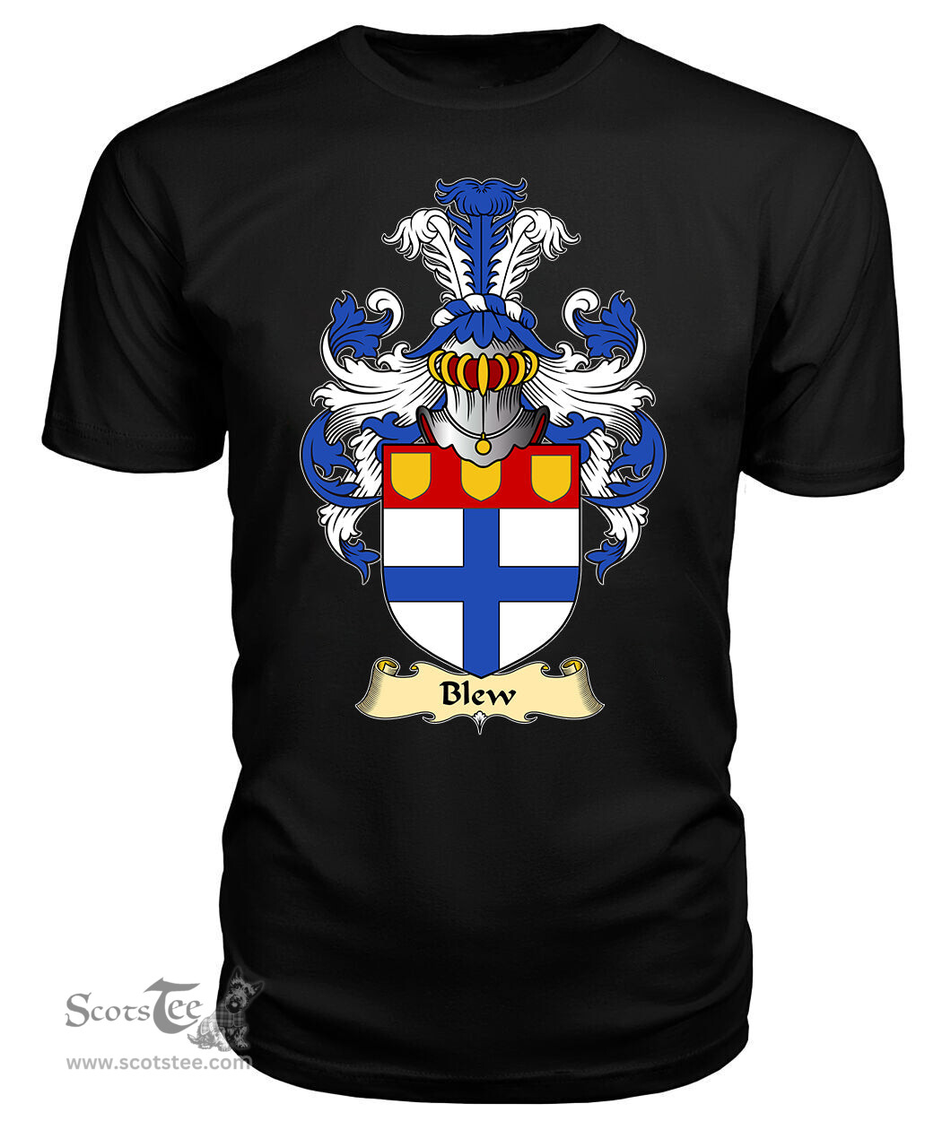 ScotsTee Shop Scottish Blaw or Blew Family Scottish Coat of Arms Emblem Scotland V23 T Shirt