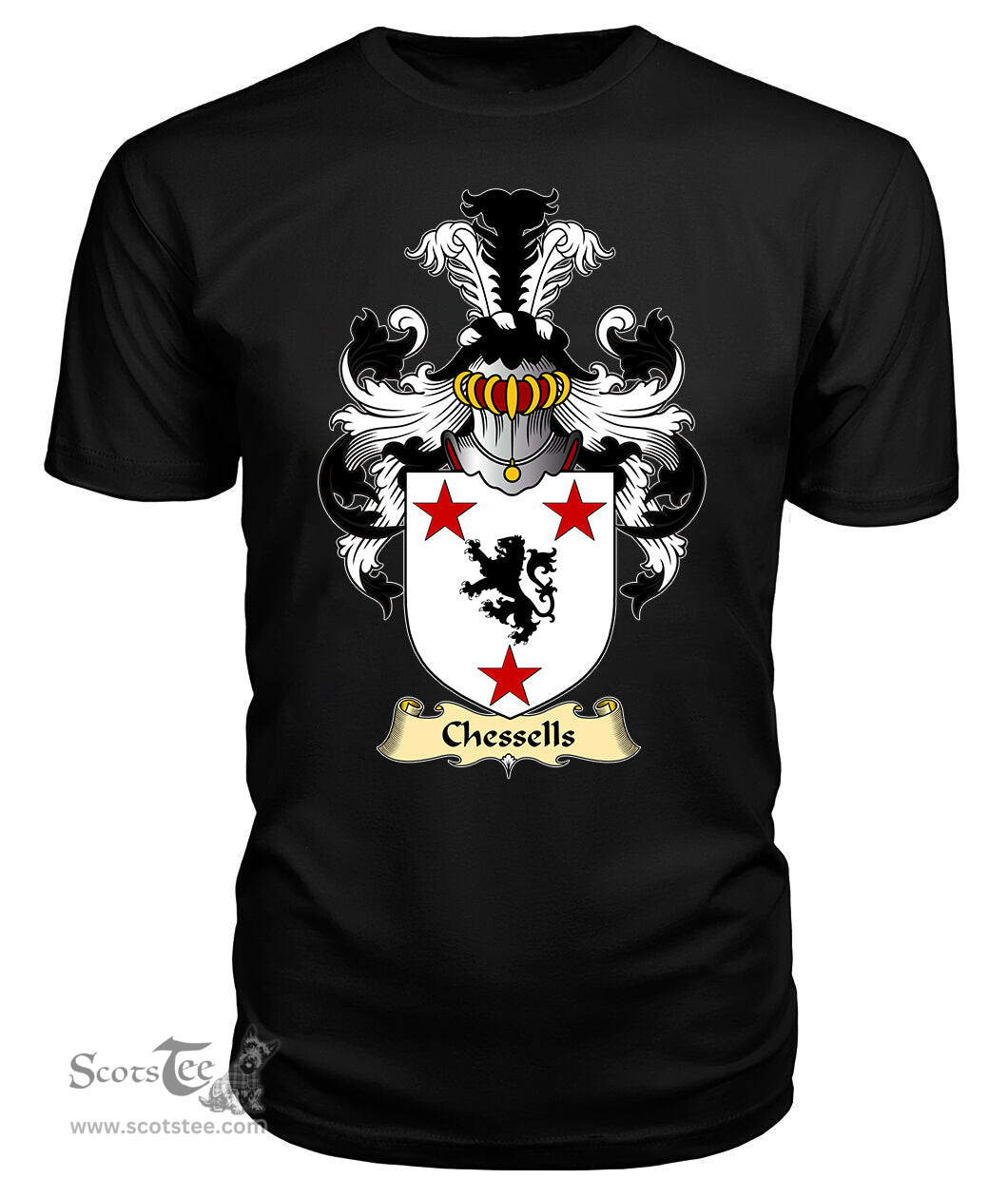 ScotsTee Shop Scottish Chessells Family Scottish Coat of Arms Emblem Scotland V23 T Shirt