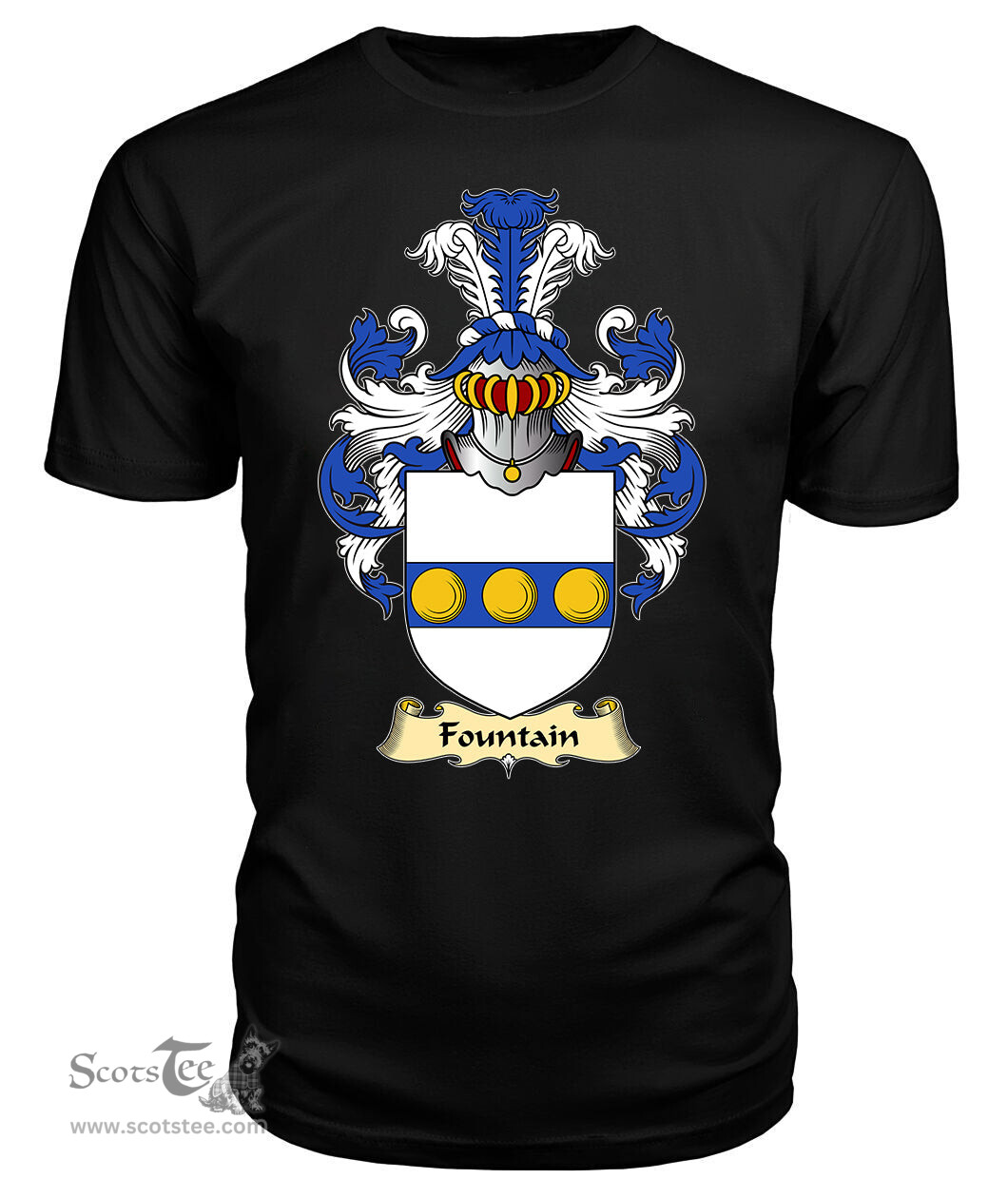 ScotsTee Shop Scottish Fountain Family Scottish Coat of Arms Emblem Scotland V23 T Shirt