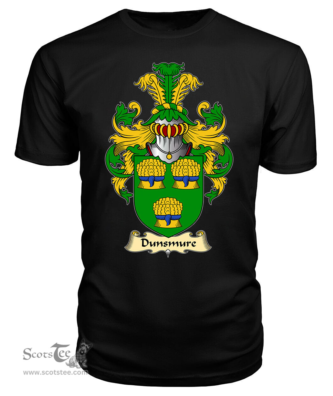 ScotsTee Shop Scottish Dunsmure or Dunsmuir Family Scottish Coat of Arms Emblem Scotland V23 T Shirt