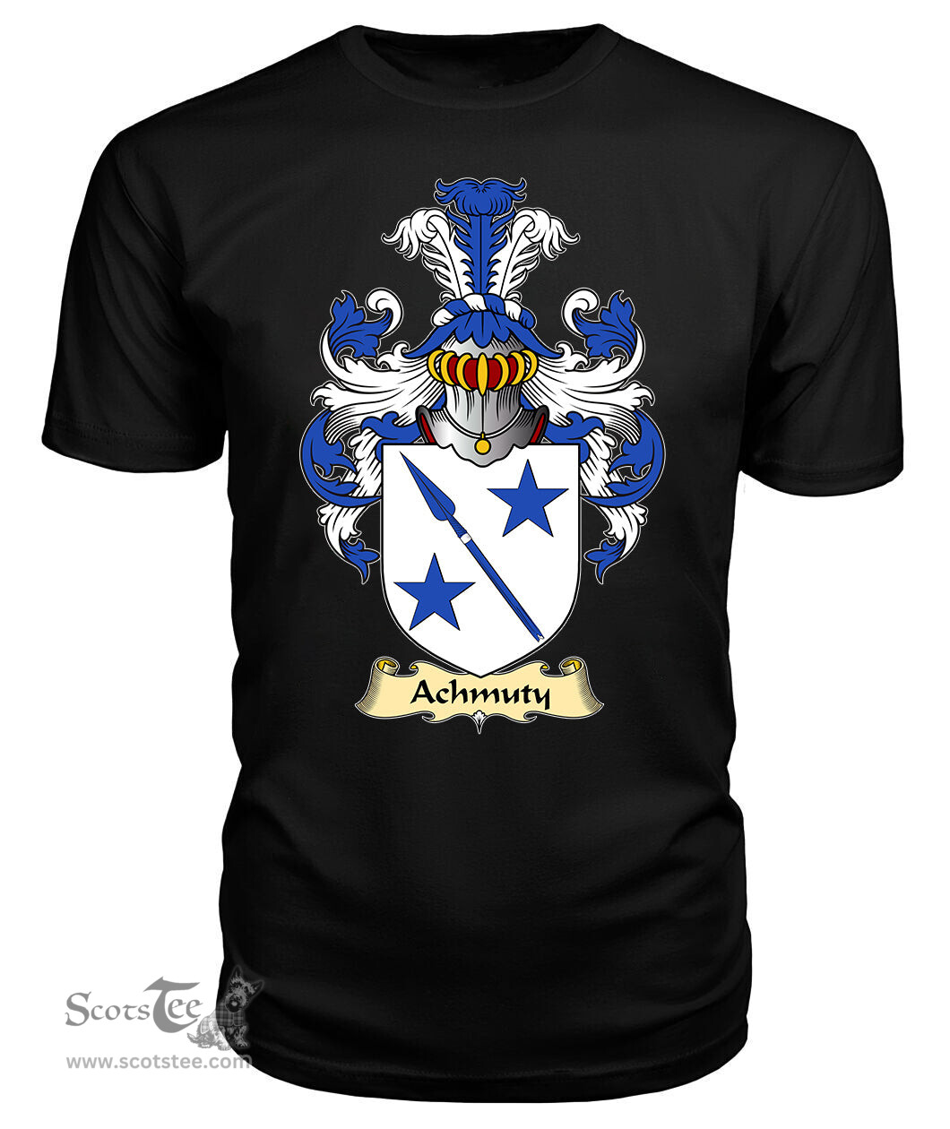ScotsTee Shop Scottish Achmuty or Auchmuty Family Scottish Coat of Arms Emblem Scotland V23 T Shirt