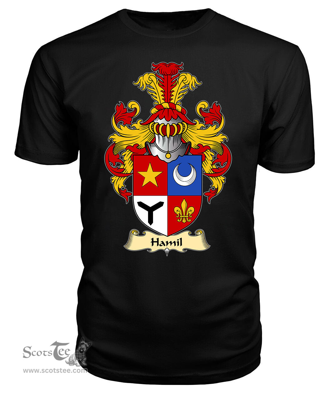 ScotsTee Shop Scottish Hamil Family Scottish Coat of Arms Emblem Scotland V23 T Shirt