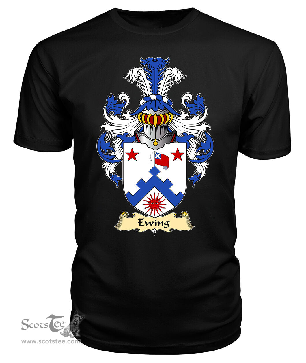 ScotsTee Shop Scottish Ewing Family Scottish Coat of Arms Emblem Scotland V23 T Shirt