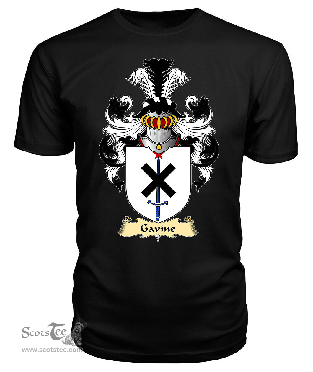 ScotsTee Shop Scottish Gavine Family Scottish Coat of Arms Emblem Scotland V23 T Shirt