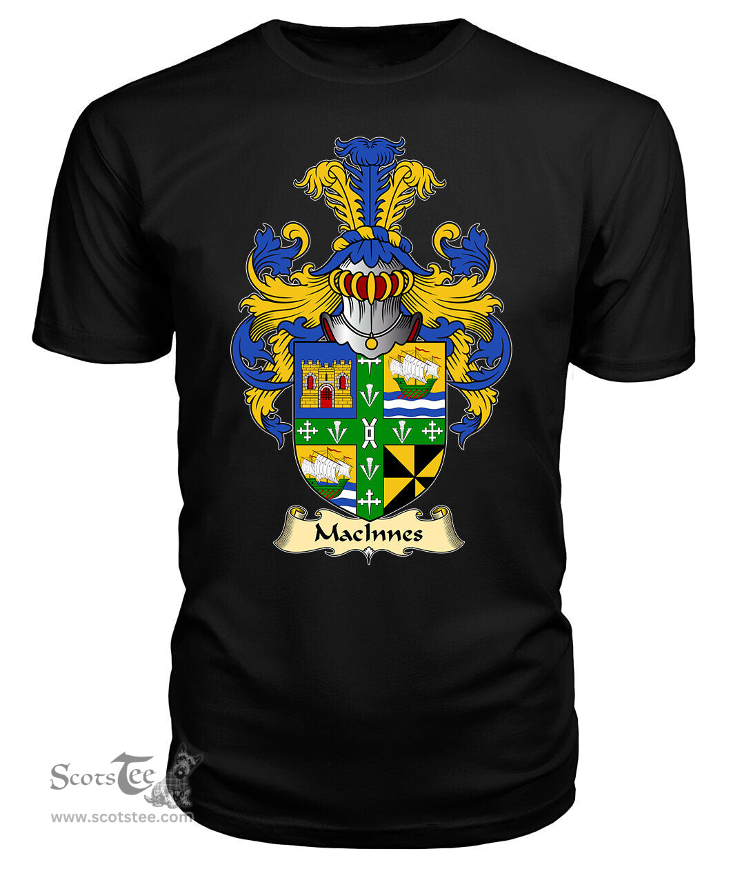 ScotsTee Shop Scottish MacInnes Family Scottish Coat of Arms Emblem Scotland V23 T Shirt