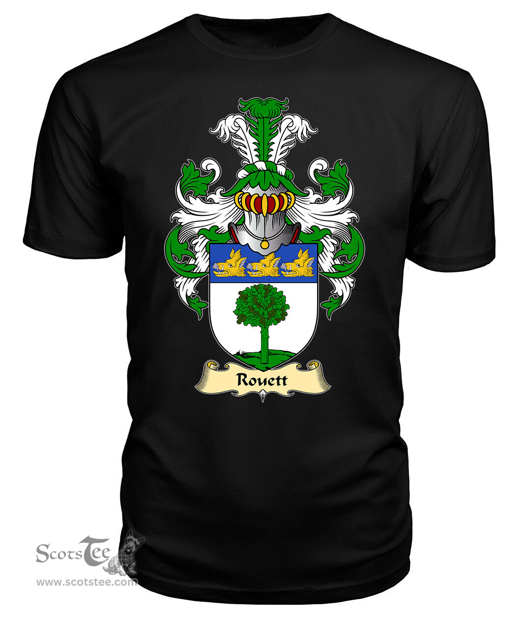 ScotsTee Shop Scottish Rouett Family Scottish Coat of Arms Emblem Scotland V23 T Shirt