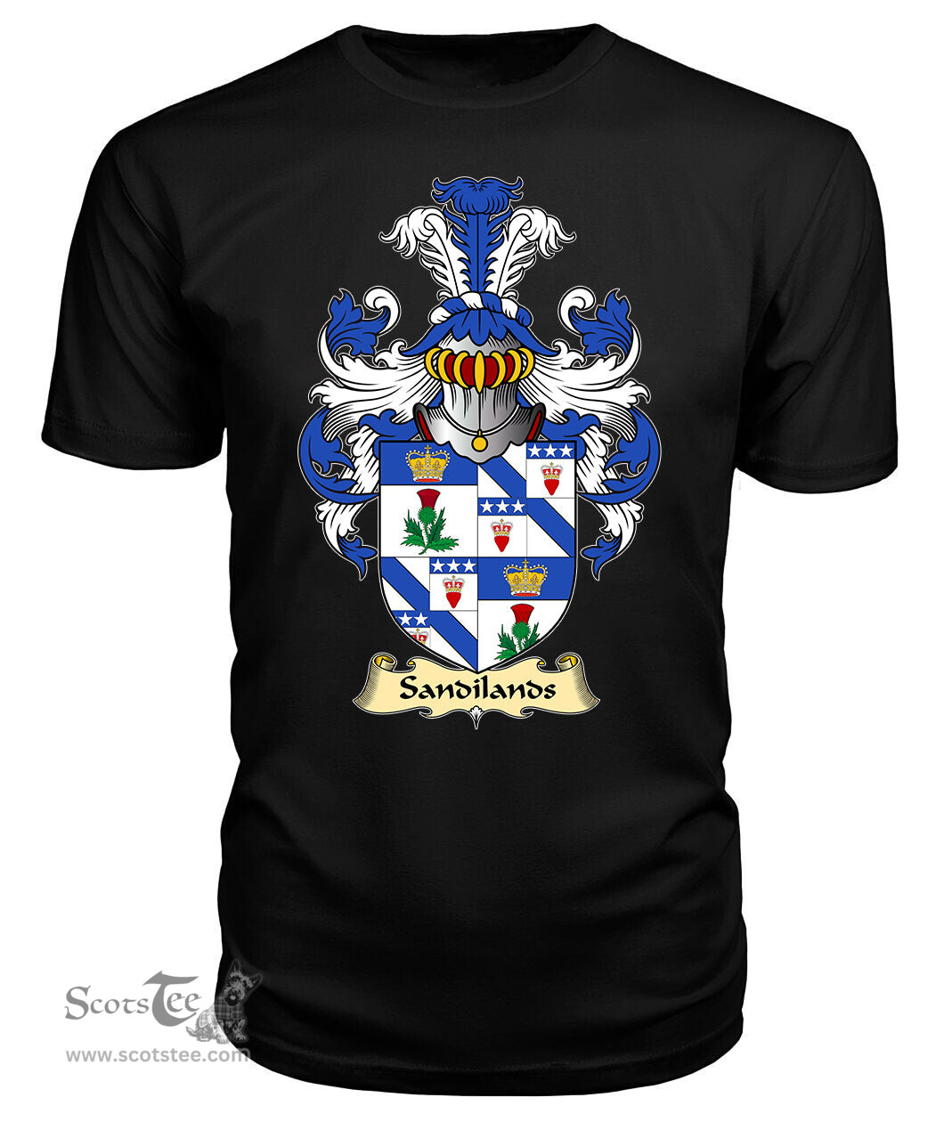 ScotsTee Shop Scottish Sandilands Family Scottish Coat of Arms Emblem Scotland V23 T Shirt