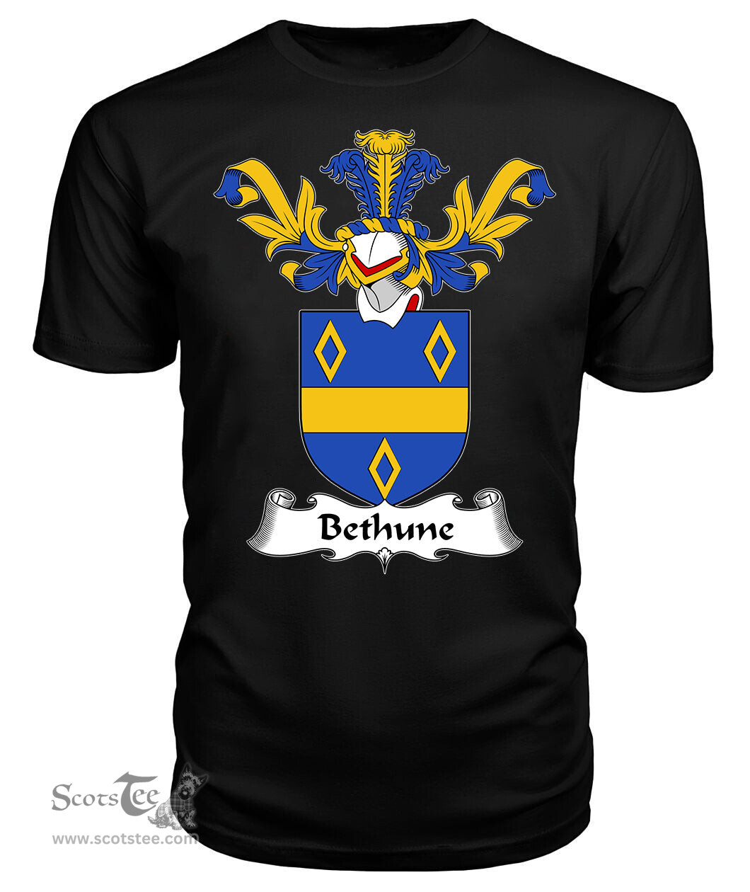 ScotsTee Shop Scottish Bethune Coat Of Arms Family Crest Scottish Gentry T Shirt