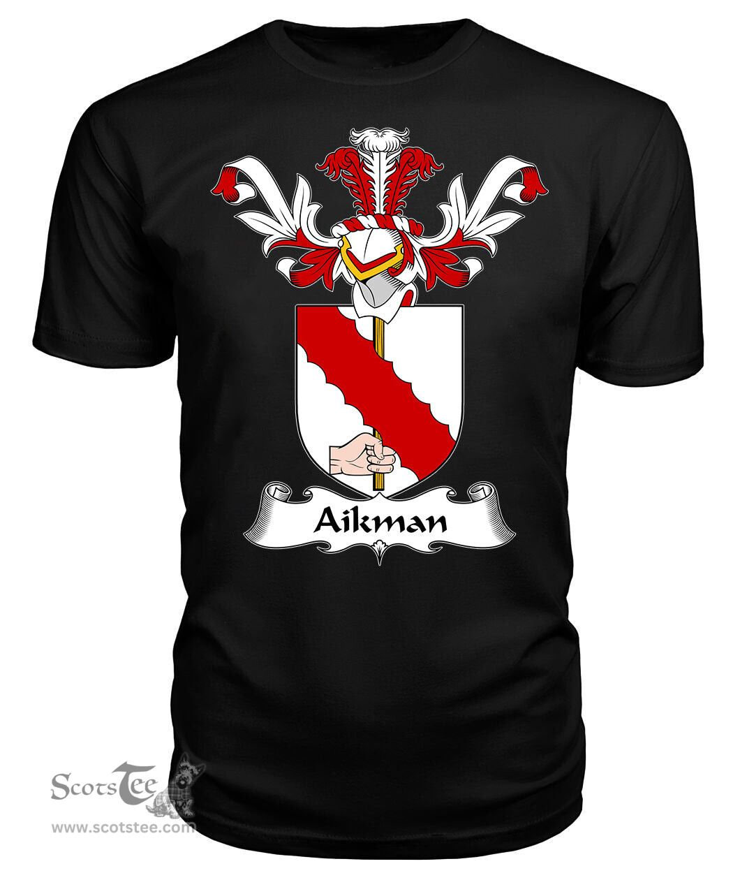 ScotsTee Shop Scottish Aikman Coat Of Arms Family Crest Scottish Gentry T Shirt