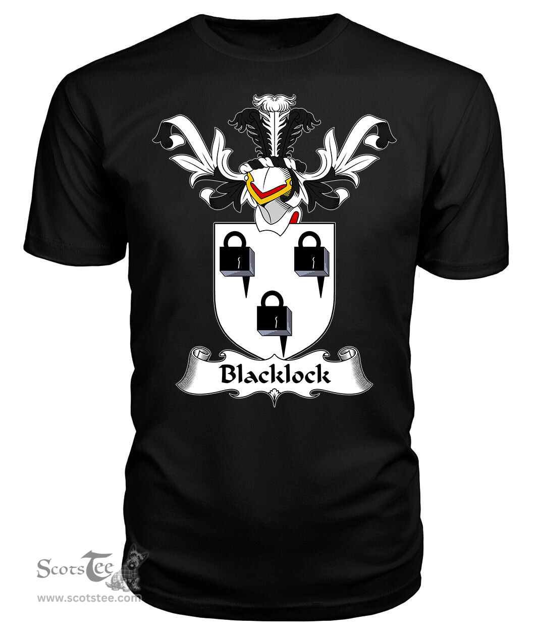 ScotsTee Shop Scottish Blacklock Coat Of Arms Family Crest Scottish Gentry T Shirt
