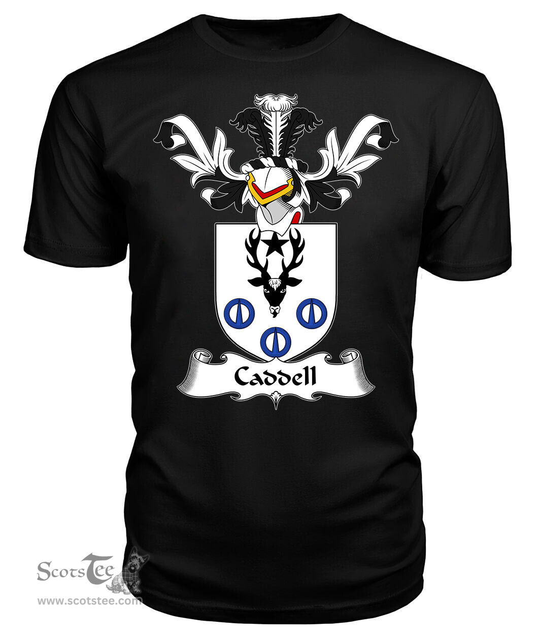 ScotsTee Shop Scottish Caddell Coat Of Arms Family Crest Scottish Gentry T Shirt