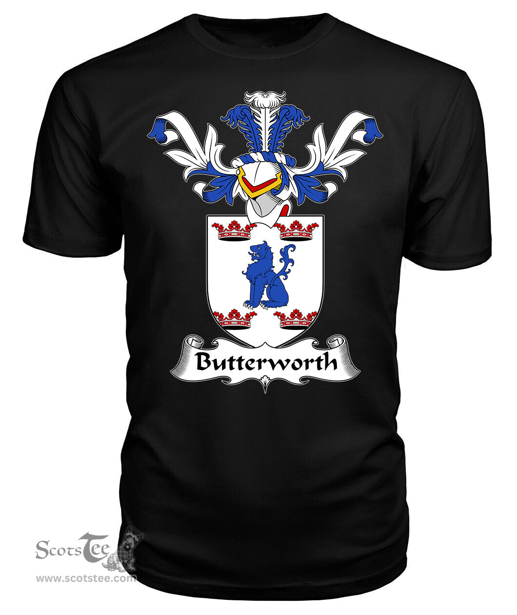 ScotsTee Shop Scottish Butterworth Coat Of Arms Family Crest Scottish Gentry T Shirt