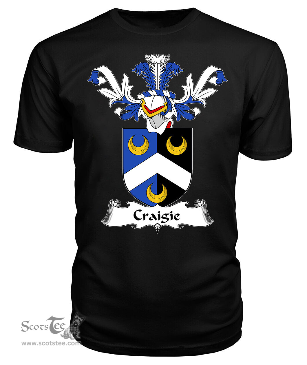 ScotsTee Shop Scottish Craigie or Craig Coat Of Arms Family Crest Scottish Gentry T Shirt