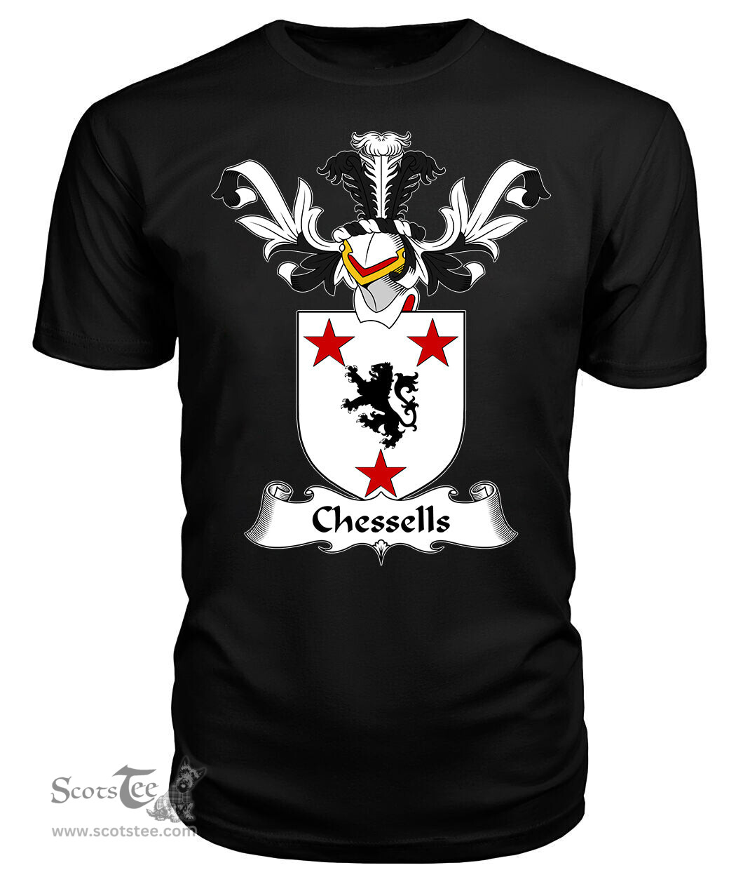 ScotsTee Shop Scottish Chessells Coat Of Arms Family Crest Scottish Gentry T Shirt