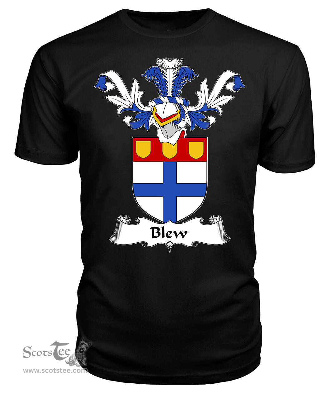 ScotsTee Shop Scottish Blaw or Blew Coat Of Arms Family Crest Scottish Gentry T Shirt