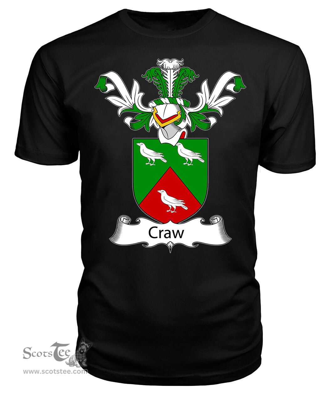 ScotsTee Shop Scottish Craw or Crow Coat Of Arms Family Crest Scottish Gentry T Shirt