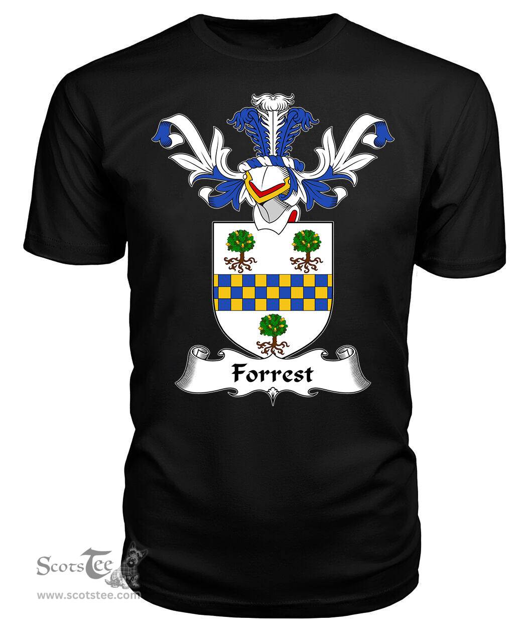 ScotsTee Shop Scottish Forrest Coat Of Arms Family Crest Scottish Gentry T Shirt