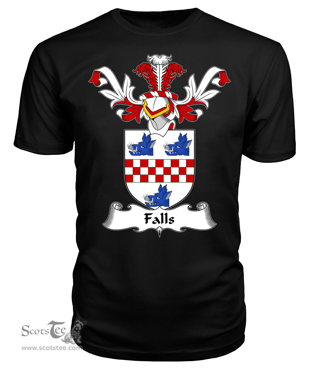 ScotsTee Shop Scottish Falls Coat Of Arms Family Crest Scottish Gentry T Shirt