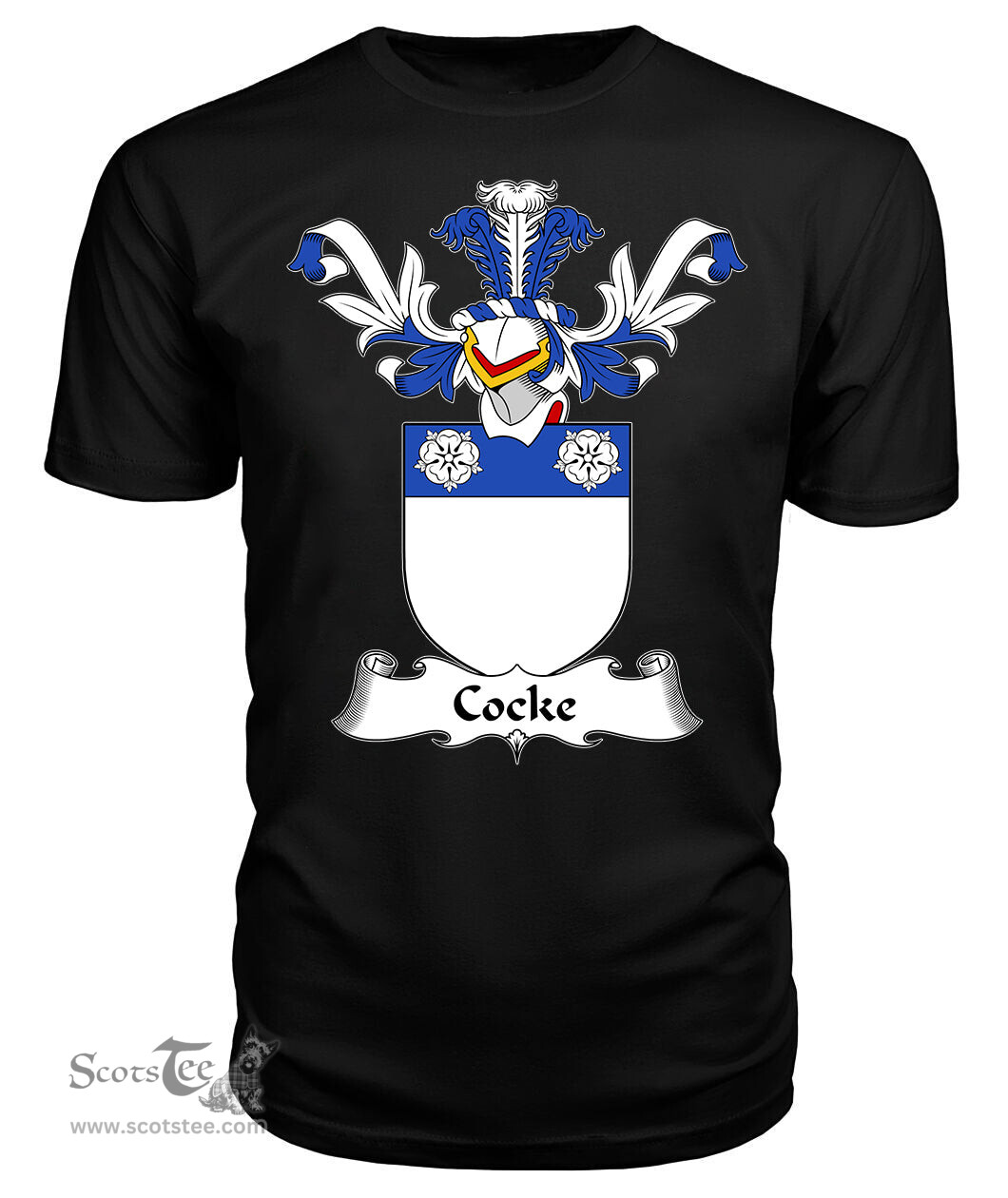 ScotsTee Shop Scottish Cocke Coat Of Arms Family Crest Scottish Gentry T Shirt