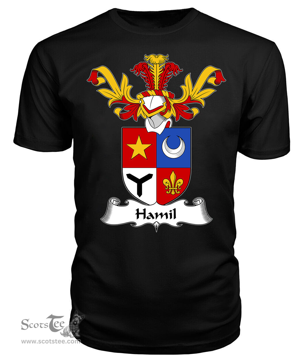 ScotsTee Shop Scottish Hamil Coat Of Arms Family Crest Scottish Gentry T Shirt