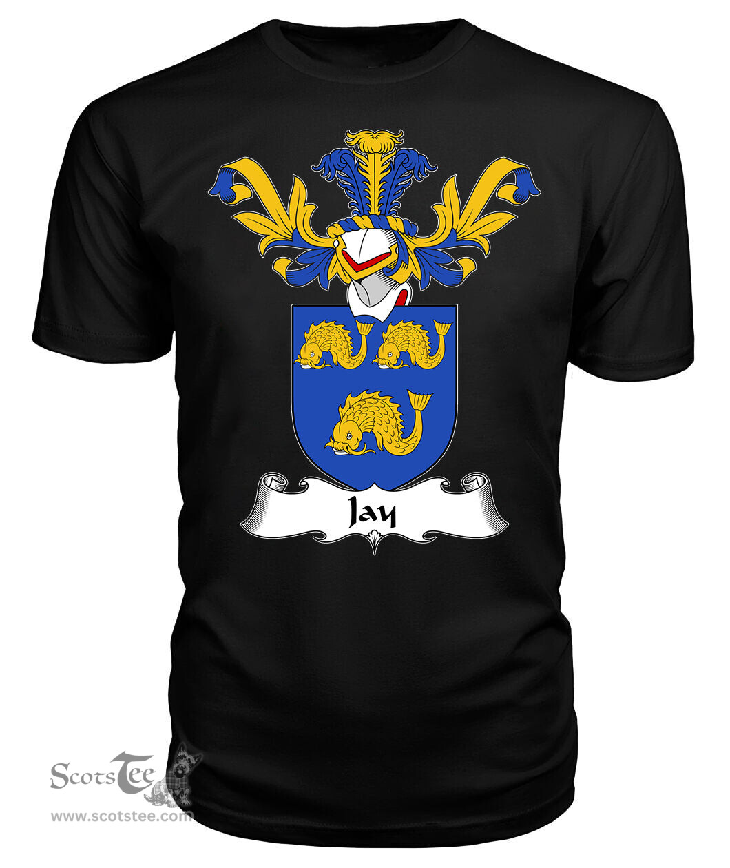 ScotsTee Shop Scottish Jay Coat Of Arms Family Crest Scottish Gentry T Shirt