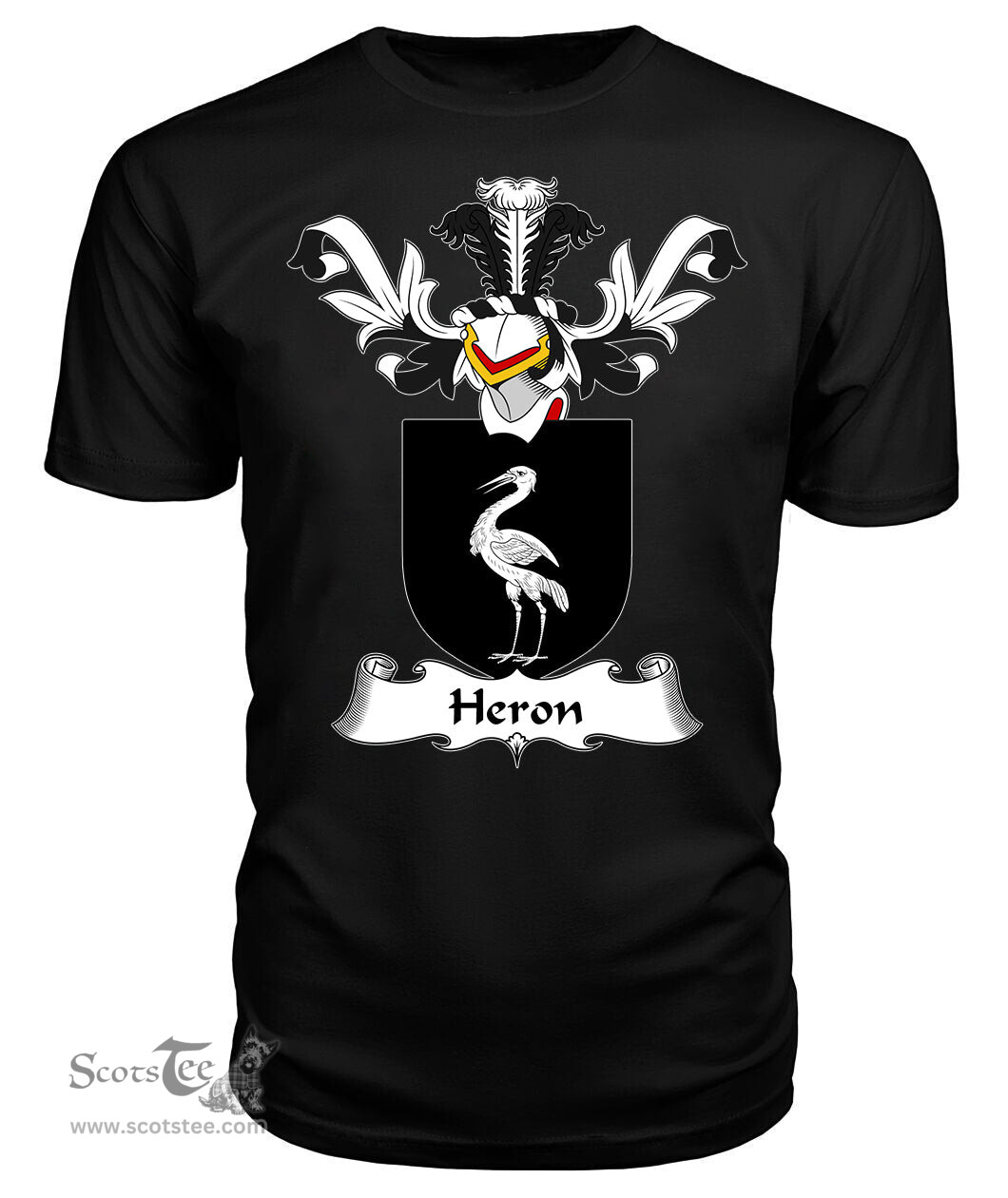 ScotsTee Shop Scottish Heron Coat Of Arms Family Crest Scottish Gentry T Shirt