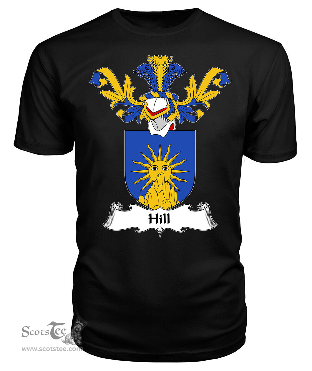 ScotsTee Shop Scottish Hill Coat Of Arms Family Crest Scottish Gentry T Shirt