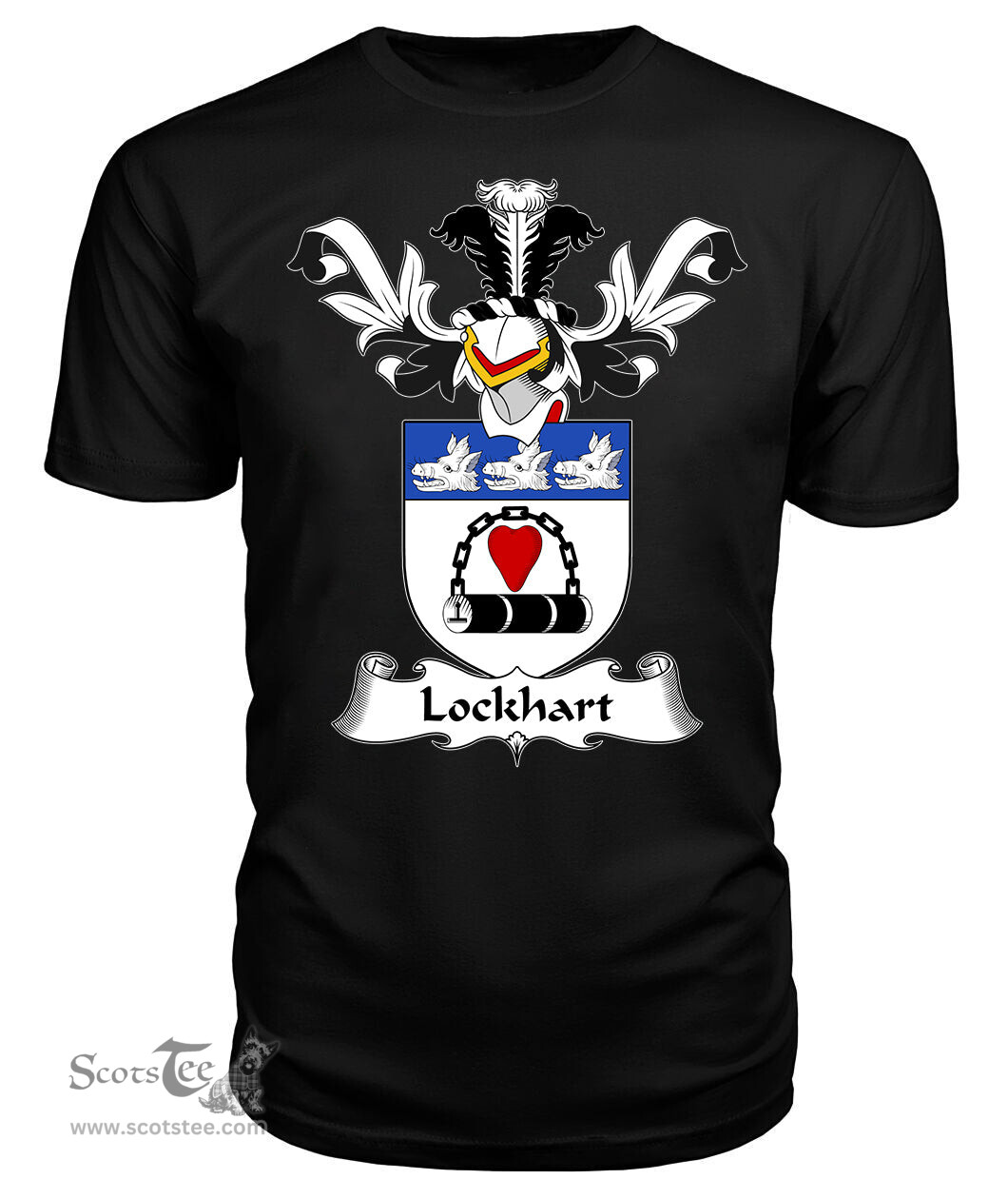 ScotsTee Shop Scottish Lockhart Coat Of Arms Family Crest Scottish Gentry T Shirt