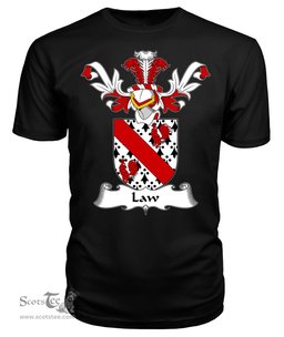 ScotsTee Shop Scottish Law (Burntoun, Fife) Coat Of Arms Family Crest Scottish Gentry T Shirt