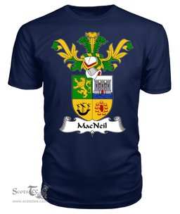 ScotsTee Shop Scottish MacNeil or MacNeill Coat Of Arms Family Crest Scottish Gentry T Shirt