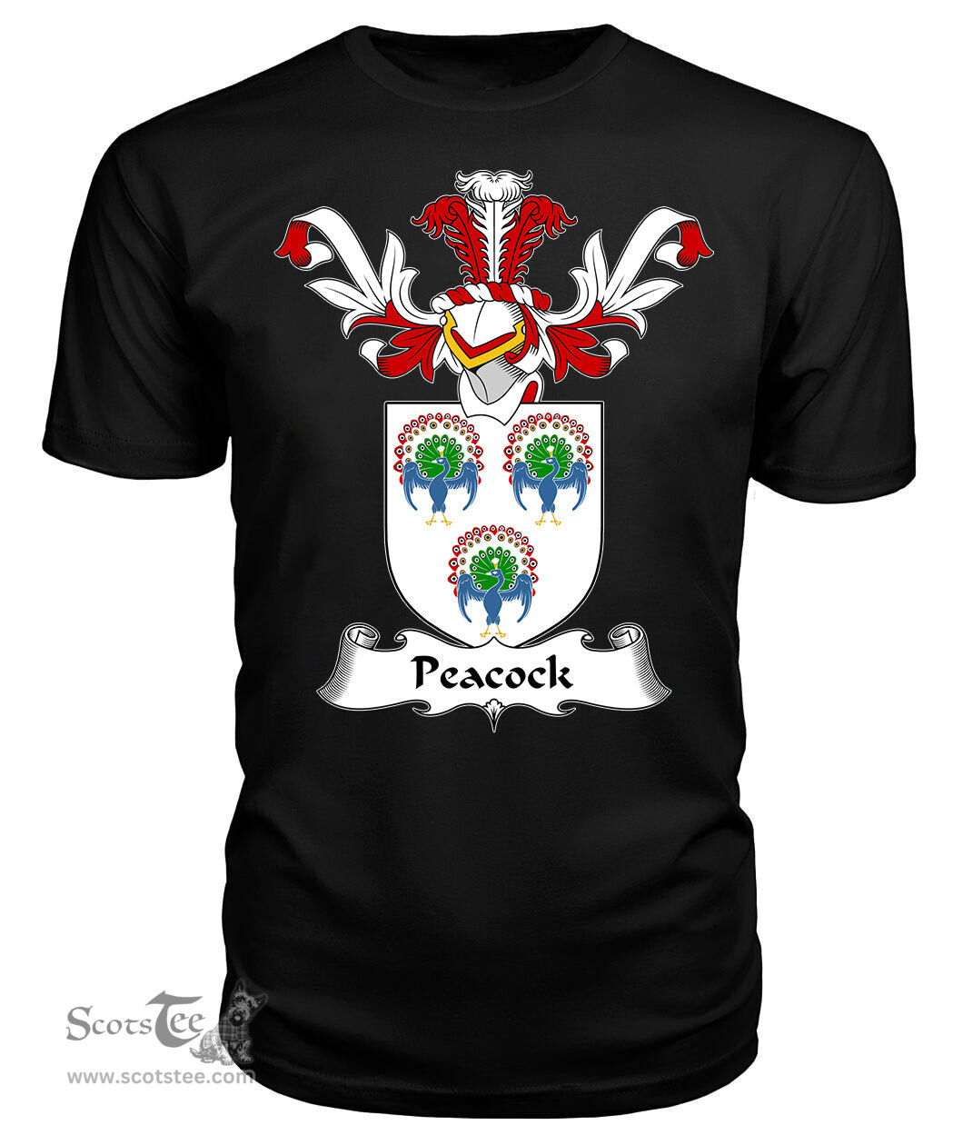 ScotsTee Shop Scottish Peacock Coat Of Arms Family Crest Scottish Gentry T Shirt