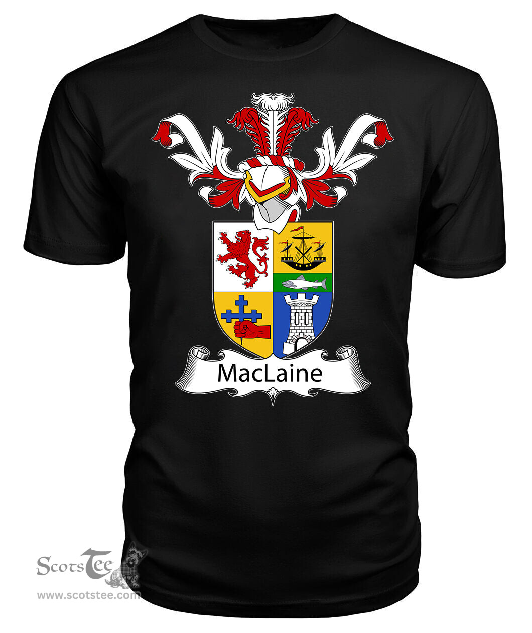 ScotsTee Shop Scottish MacLaine of Lochbuie Coat Of Arms Family Crest Scottish Gentry T Shirt