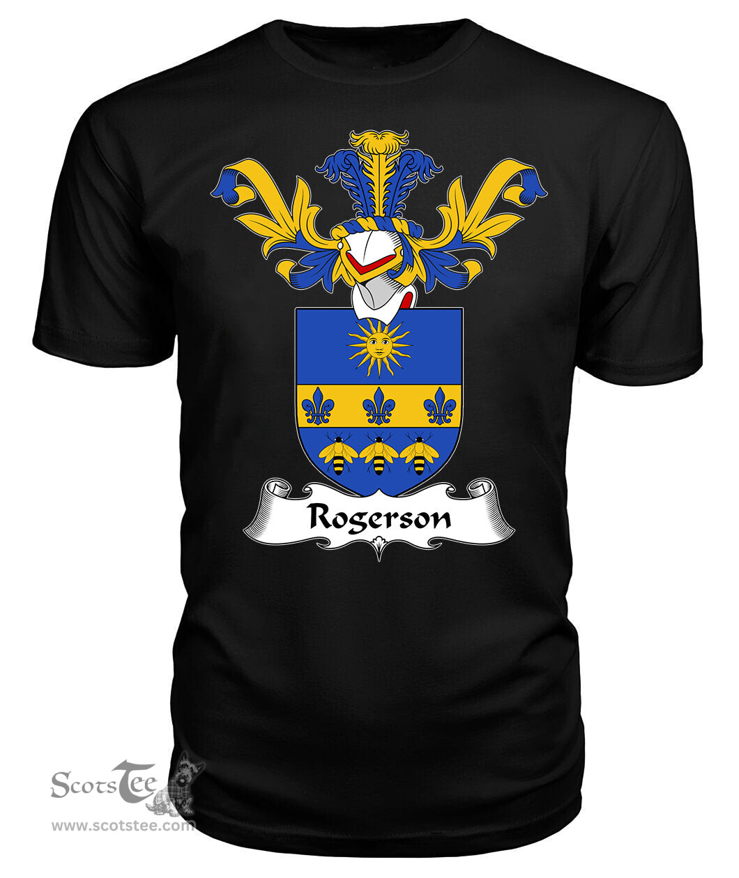 ScotsTee Shop Scottish Rogerson Coat Of Arms Family Crest Scottish Gentry T Shirt