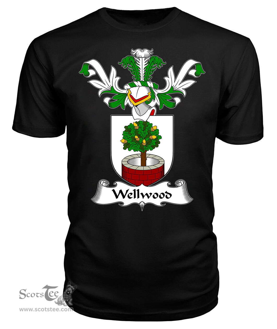 ScotsTee Shop Scottish Wellwood Coat Of Arms Family Crest Scottish Gentry T Shirt