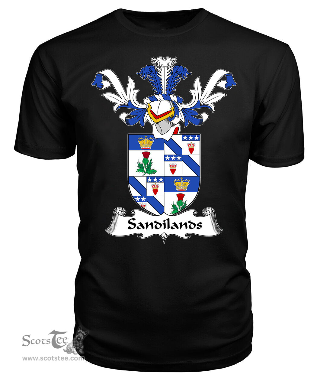 ScotsTee Shop Scottish Sandilands Coat Of Arms Family Crest Scottish Gentry T Shirt