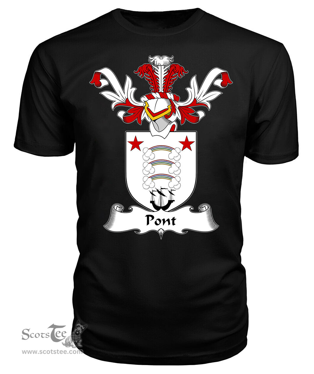ScotsTee Shop Scottish Pont Coat Of Arms Family Crest Scottish Gentry T Shirt