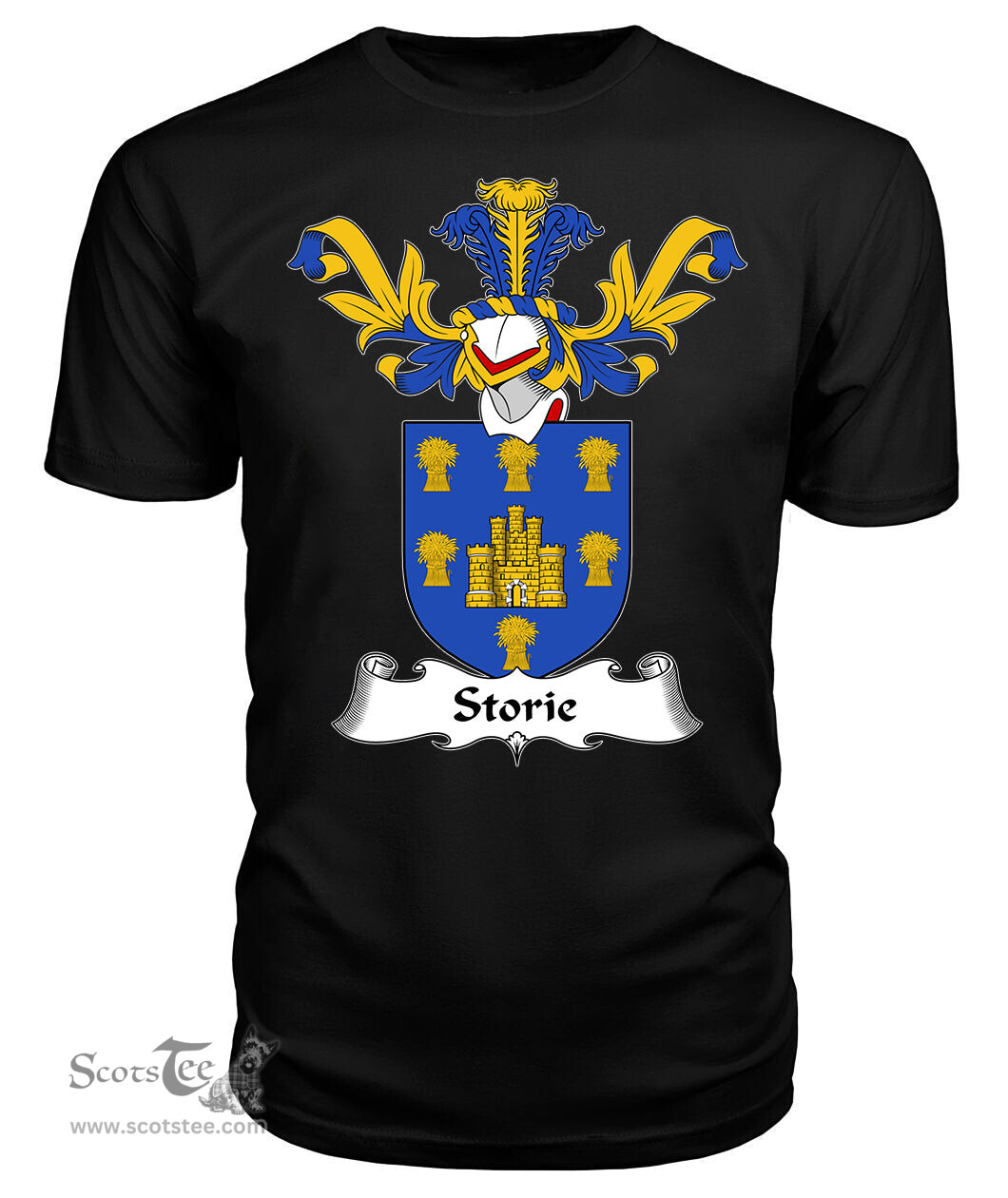 ScotsTee Shop Scottish Storie Coat Of Arms Family Crest Scottish Gentry T Shirt