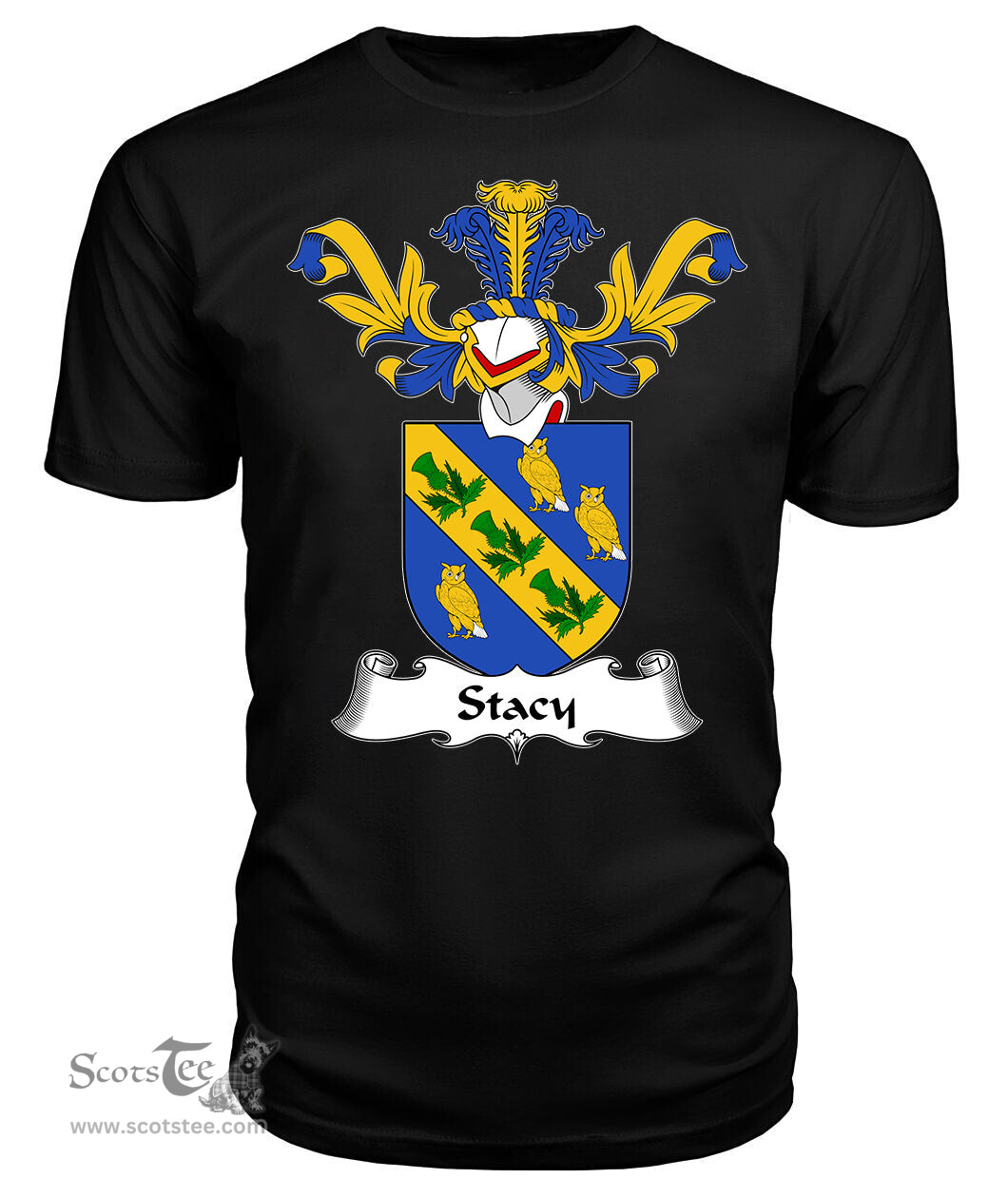 ScotsTee Shop Scottish Stacy Coat Of Arms Family Crest Scottish Gentry T Shirt