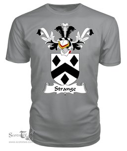 ScotsTee Shop Scottish Strange or Strang Coat Of Arms Family Crest Scottish Gentry T Shirt