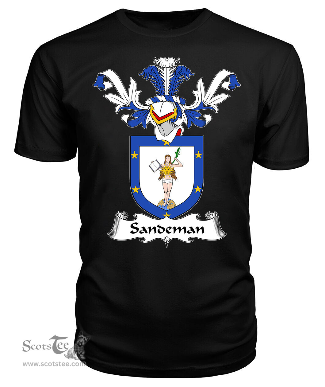 ScotsTee Shop Scottish Sandeman Coat Of Arms Family Crest Scottish Gentry T Shirt