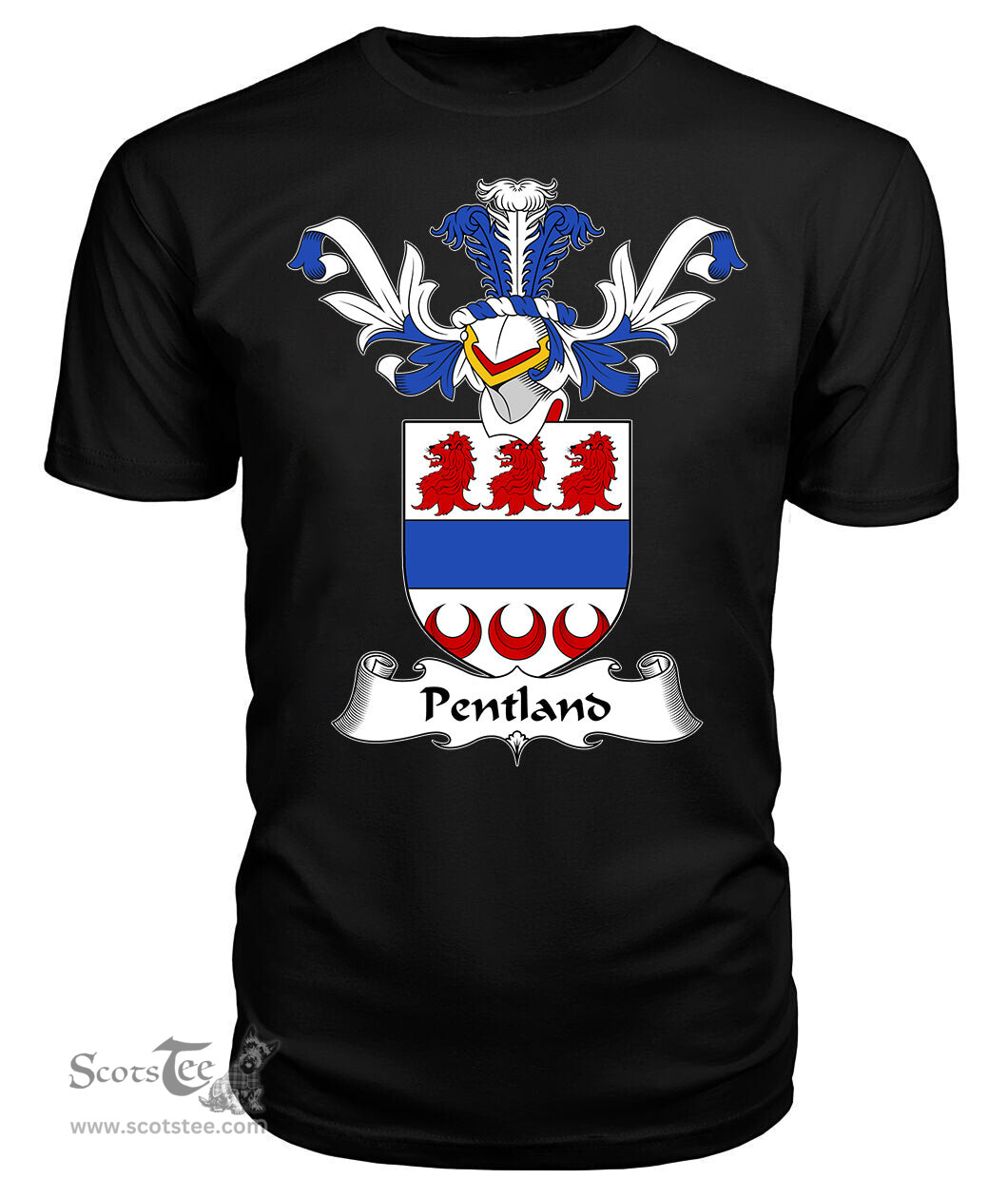 ScotsTee Shop Scottish Pentland Coat Of Arms Family Crest Scottish Gentry T Shirt
