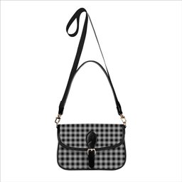 ScotsTee Shop Scottish MacPhee Black and White Tartan Women's Chain Crossbody Bag Square Bag