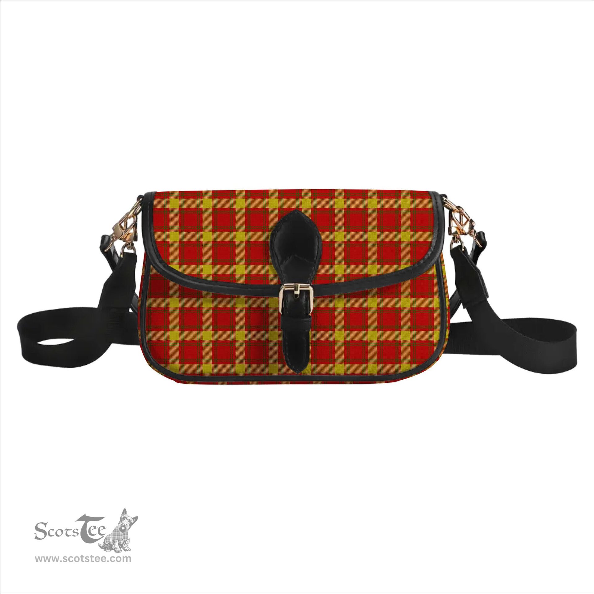 ScotsTee Shop Scottish Maguire Black Tartan Women's Chain Crossbody Bag Square Bag